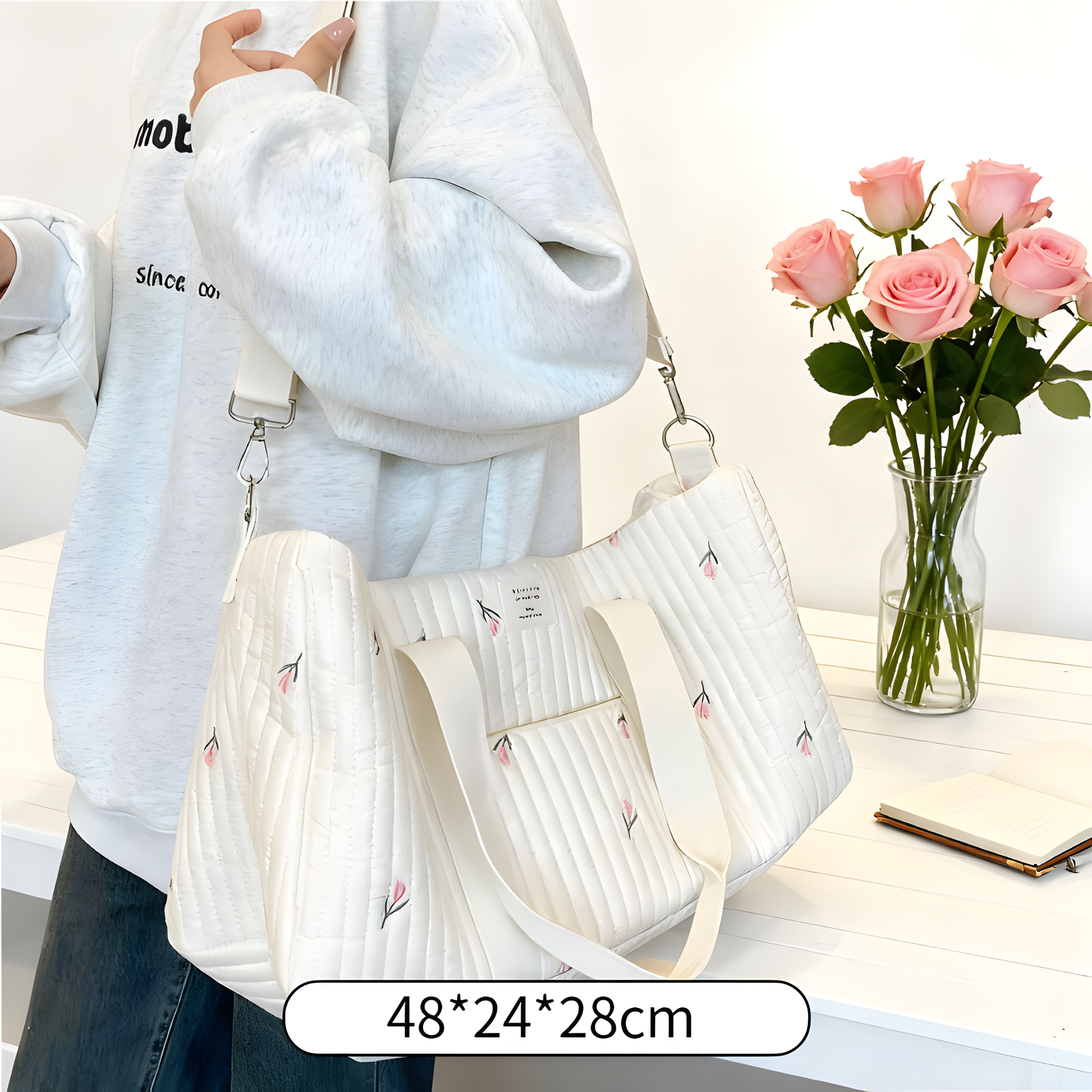 Large Cotton Travel and Diaper Bag