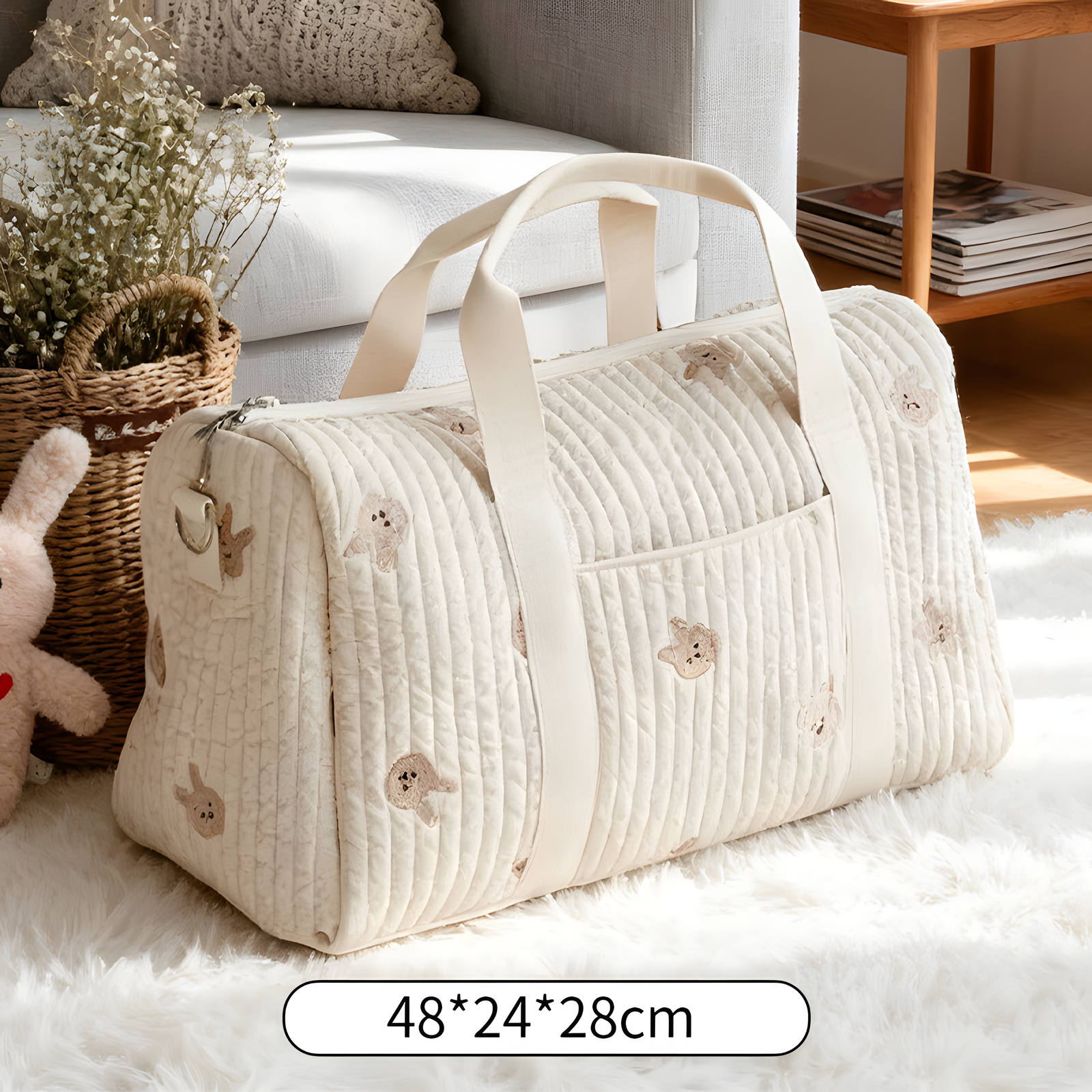 Large Cotton Travel and Diaper Bag